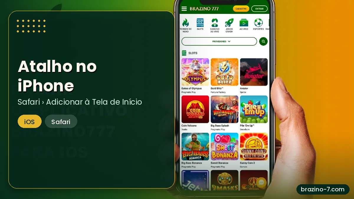Brazino777 app no iPhone com atalho na tela inicial